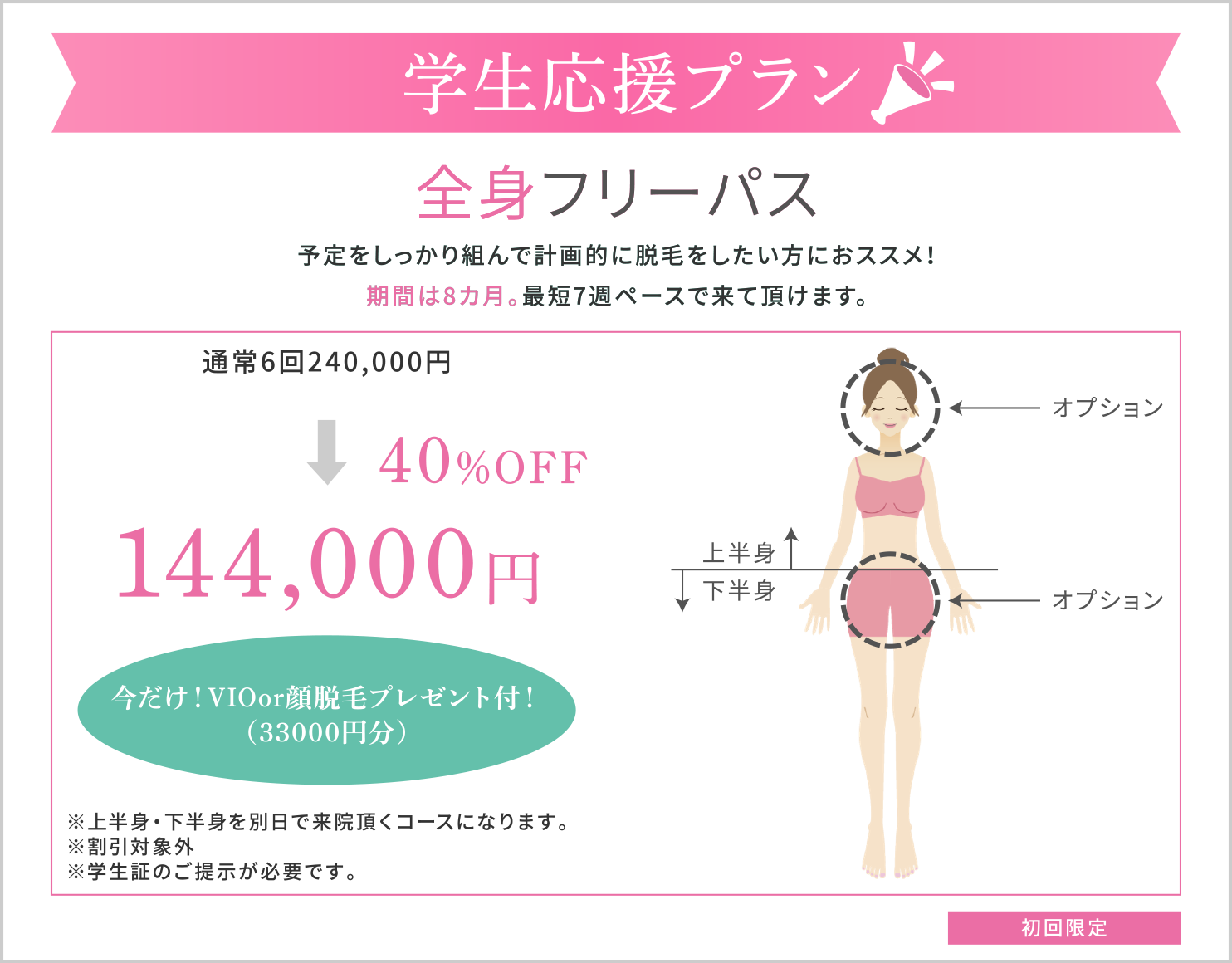 大阪梅田茶屋町ヒフ科クリニック学生応援15%OFFキャンペーン